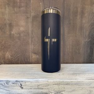 Royal Blue with crucifix design 20 oz Skinny Tumbler Stainless Steel with Lid